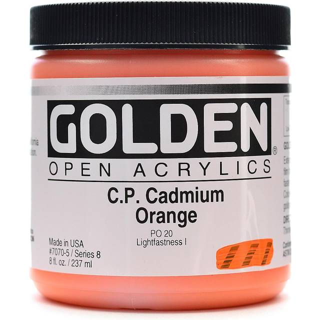Golden : Open : Slow Drying Acrylic Paint : 237ml (8oz): C.P. Cadmium Orange VIII