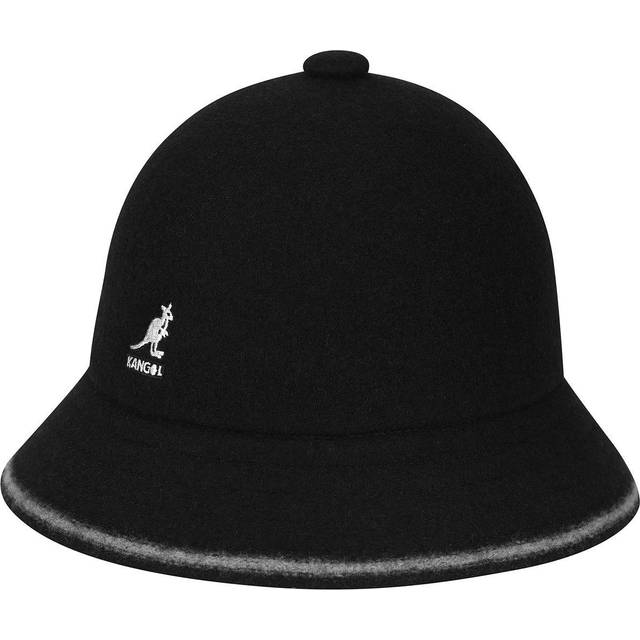 (S) Kangol Flannel Black Wool Stripe Casual Bucket Hat Cap