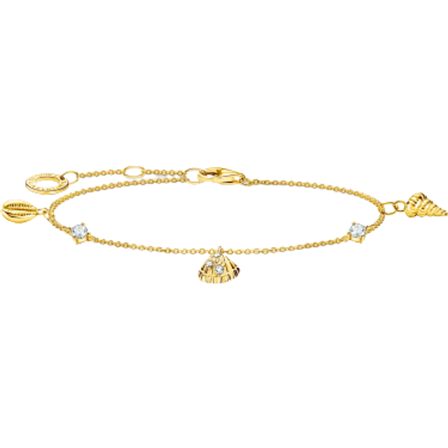 Women&#39;s Bracelet Shells and White Stones Gold-Colored A2060-414-14-L19V