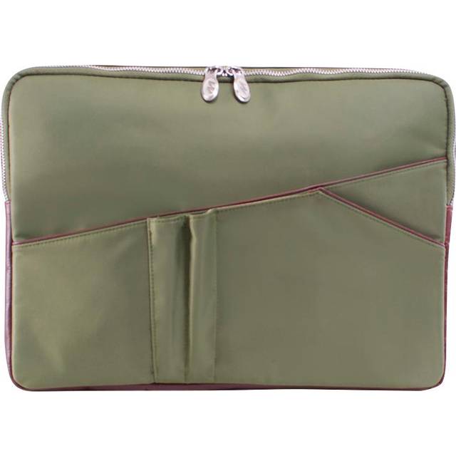 "N Series | AUBURN | 15"""" Nylon Laptop Sleeve with Leather Trim - Green"