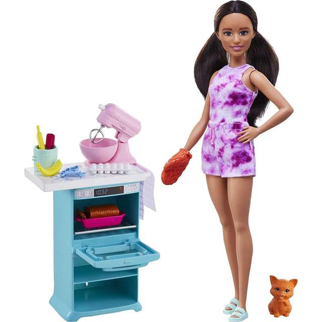 Barbie Doll Kitchen Baking Playset Oven Interactive Food Mixer