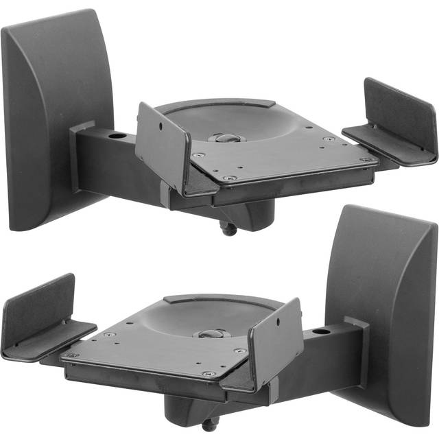 Mount-It! Speaker Wall Mounts, Pair of Universal Side Clamping Bookshelf Speaker Mounting Brackets, Large or Small Speakers, 2 Mounts, 55 Lbs Capacit