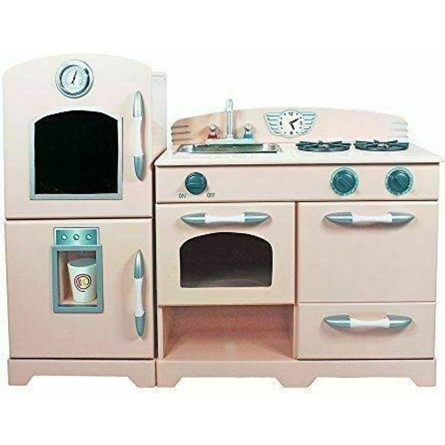 Teamson Kids - Pink Wooden Toy Kitchen with Fridge by Play Kitchen TD-11413P