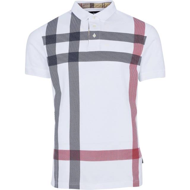 Barbour, Topp, Herr, M, Bomull, Rutig bomullspikétröja - white (M)