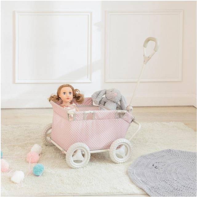 Teamson Kids - Olivia's Little World Polka Dots Baby Doll Pull Along Wagon Trolley Toy Cart OL-00007