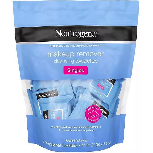 Neutrogena Makeup Remover Cleansing Towelette Singles, Daily Face Wipes to Remove Dirt, Oil, Makeup & Waterproof Mascara, Individually Wrapped, 20 ct