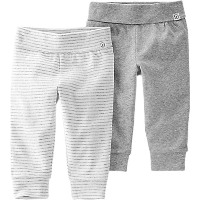 little planet by carter's unisex-baby 2-pack Terry Pants made with Organic Cotton  Grey/Heather Stripes  9 Months
