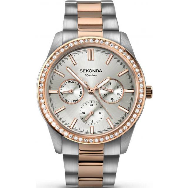 Sekonda Ladies' Grey Chronograph Dial Two Tone Bracelet Watch