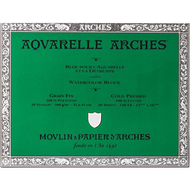 Arches Aquarelle Watercolour Block 300gsm Cold Pressed (NOT) Natural White 31 x 41cm