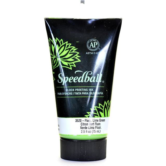 Speedball Water-Soluble Block Printing Ink Fluo Lime Green 2.5oz