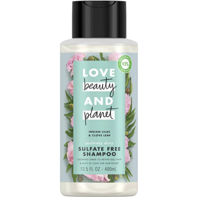 Love Beauty Planet Positively Shiny Shampoo  Indian Lilac Clove Leaf  13.5 fl oz