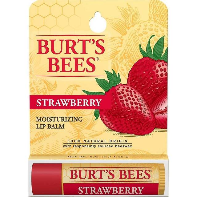 Burt&#39;s Bees 100% Natural Moisturizing Lip Balm with Beeswax & Fruit Extracts Strawberry 0.15 oz Tube