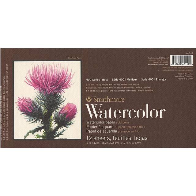 "Strathmore P440-12 Watercolor Pad  6""""""""x12"""""""" Wire Bound  12 Sheets   White"