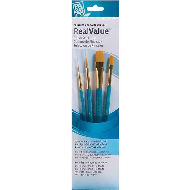 Princeton RealValue Paintbrush  Round 1 4  Wash 1/4  Flat 1/2  Blue