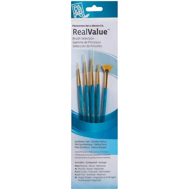 Synthetic Gold Taklon Real Value Brush Set-5/Pkg