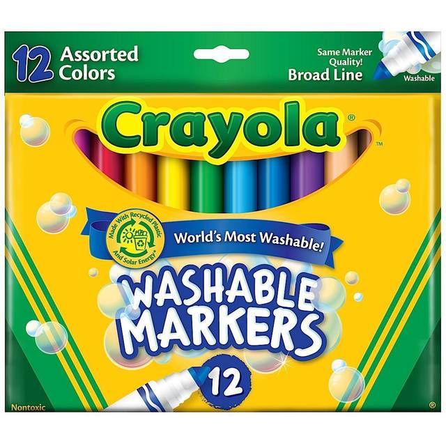 Crayola 024031 Non-Toxic Washable Marker Set, Conical Tip, Set - 12