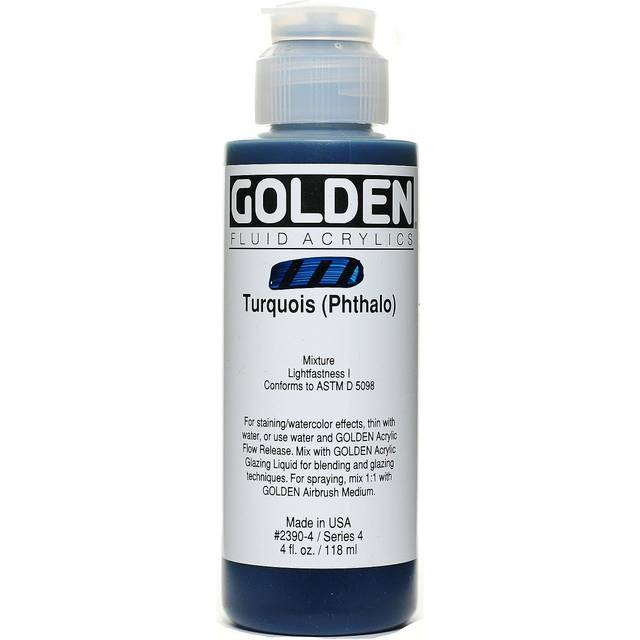 Golden : Fluid : Acrylic Paint : 119ml (4oz) : Turquoise (Phthalo)