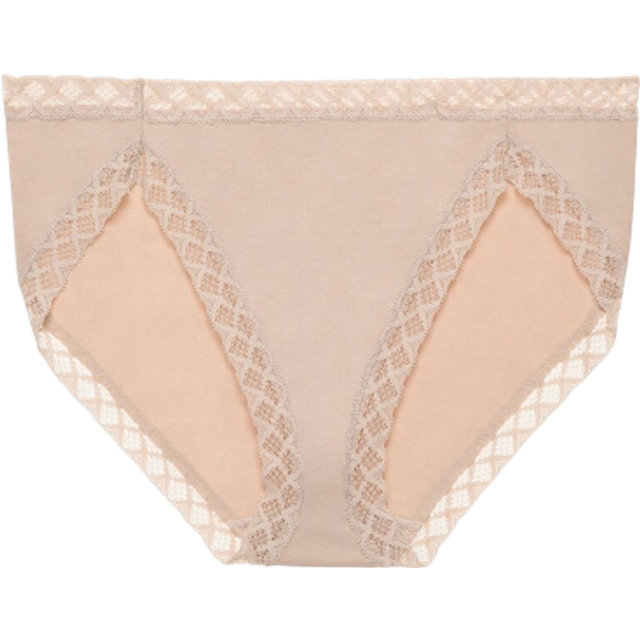 Bliss French Cut Lace Trimmed Briefs - CAFE - X-Large