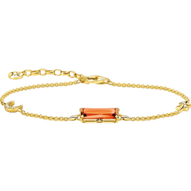 Thomas Sabo Bracelet orange stone with moon and star gold plated orange A1958-971-8-L19V - yellow gold-coloured/orange/white - 19 cm