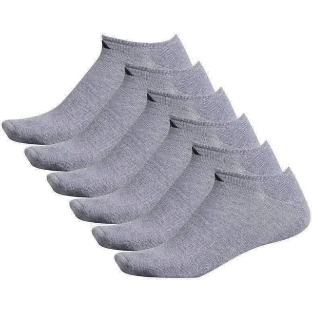 adidas Men's Athletic Cushioned No Show Socks with Arch Compression for a Secure fit 6-Pair  Heather Grey/Black  X-Large