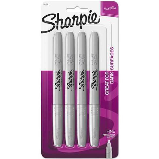 Sharpie Metallic Fine Point Permanent Markers 4/Pkg-Silver