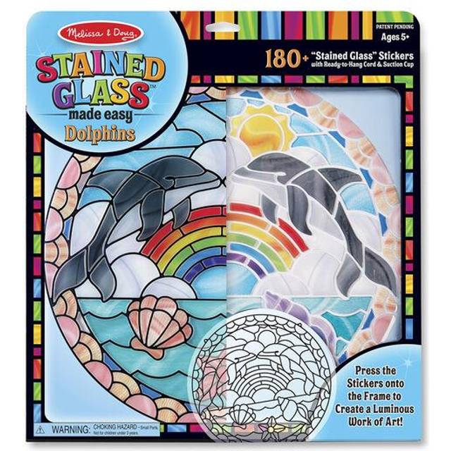 Melissa & Doug Stained Glass Made Easy Craft Kit: Dolphins - 180+ Stickers   Ocean Animals Crafts For Kids Ages 5+