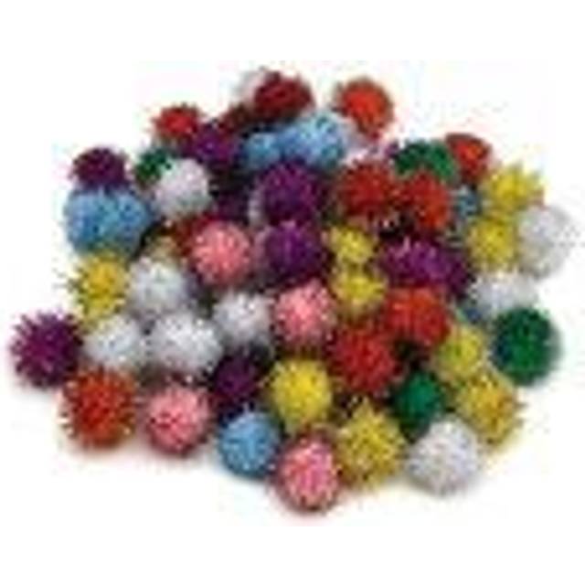 Creativity Street PAC811601 Assorted Color Glitter Pompon - 80 Count