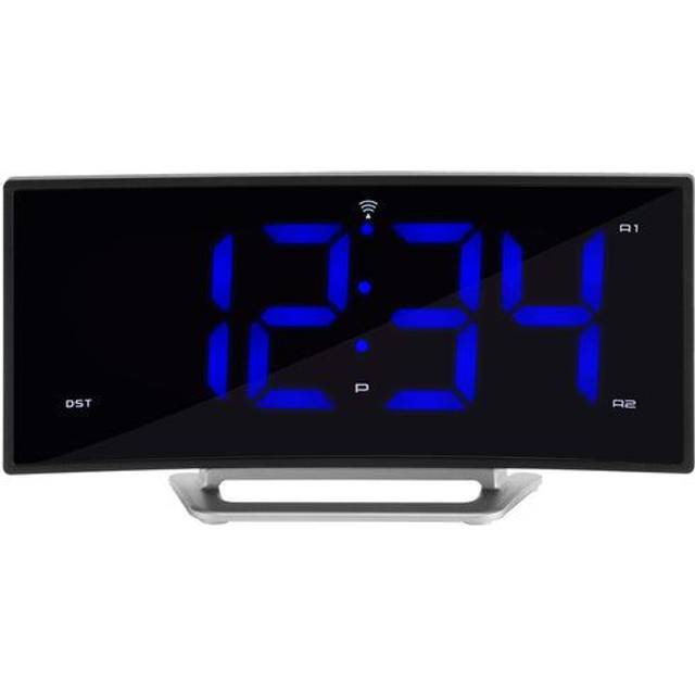 La Crosse Technology 617-249 1.8 Curved Blue Digital Atomic Dual Alarm Clock 6.60 L x 1.55 W x 3.45 H Black