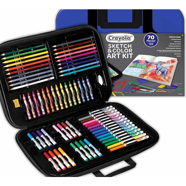 Crayola Coloring and Sketching Set, 70pcs + Sketch Book, Gift for Kids, 8, 9, 10, 11