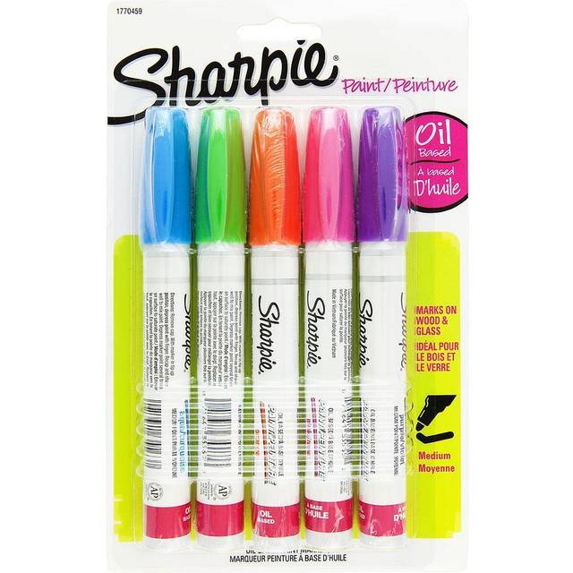 Sharpie Medium Point Oil-Based Opaque Paint Markers 5/Pkg-Aqua  Orange  Lime  Green  Pink & Purple