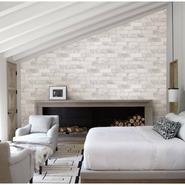 Brewster Home Fashions 2701-22321 Cody Light Grey Reclaimed Bricks Wallpaper