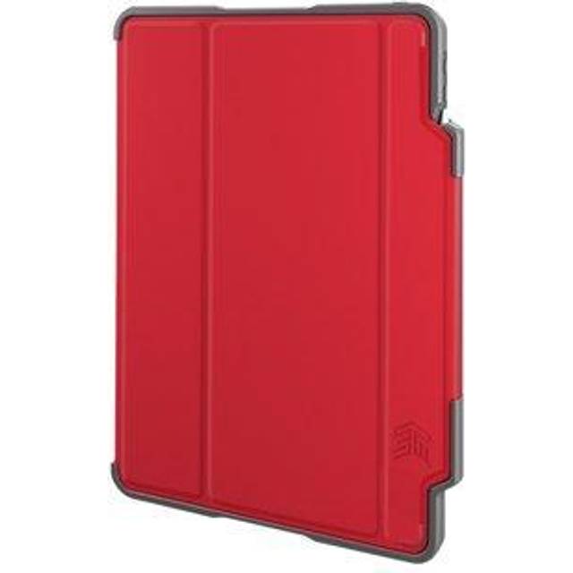 STM Bags Dux Plus Case Folio skyddsskal för Apple 12,9" iPad Pro (2018) – röd/transparent [Lädt Apple Pencil 2 trådlös I militär standard I vattenavvisande I ställfunktion I Wake/Sleep]