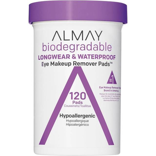 Almay, eye makeup remover pads, long wear and waterproof, 120 pads