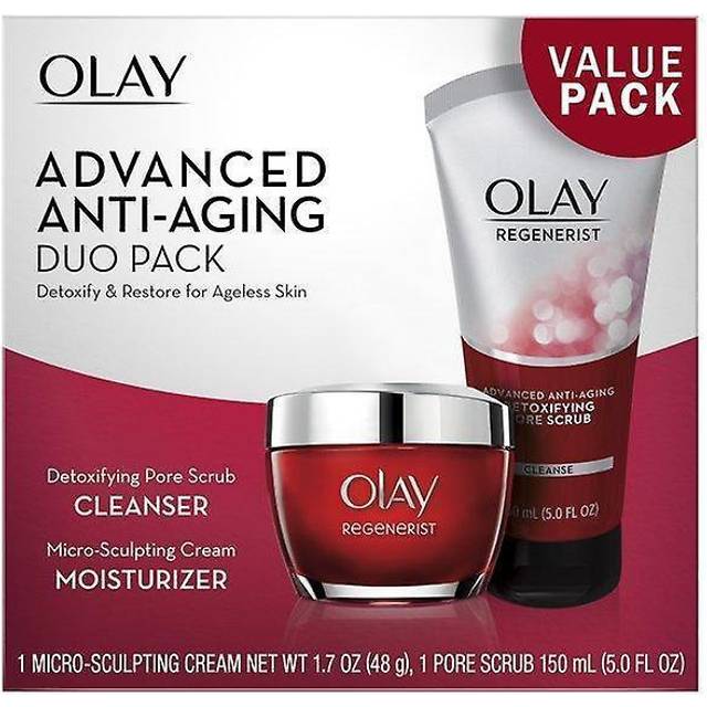 Face Wash by Olay Regenerist Advanced Anti-Aging Pore Scrub Cleanser (5.0 Oz) and Micro-Sculpting Face Moisturizer Cream (1.7 Oz) Skin Care Duo Pack,