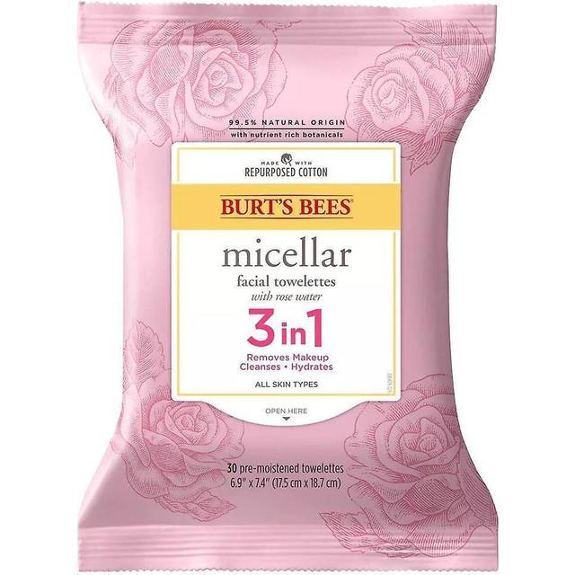 Burts Bees Micellar Makeup Removing Towelettes - Rose Water For Unisex 30 Count Towelettes