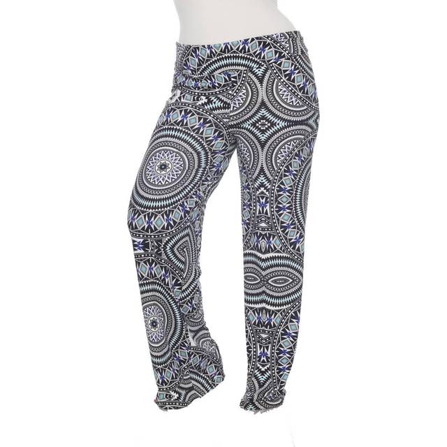 PS550-187-1XL Womens Geometric Print Plus-Size Palazzo Pants - Blue Geo, 1X