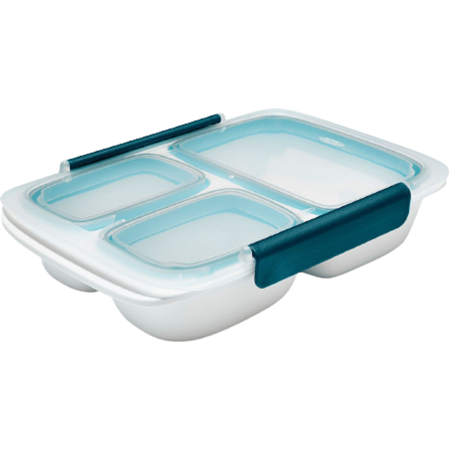 OXO Bento Box Storage Container Prep Go Food Container Divider Integrated Microwave Safe & 0.9L white