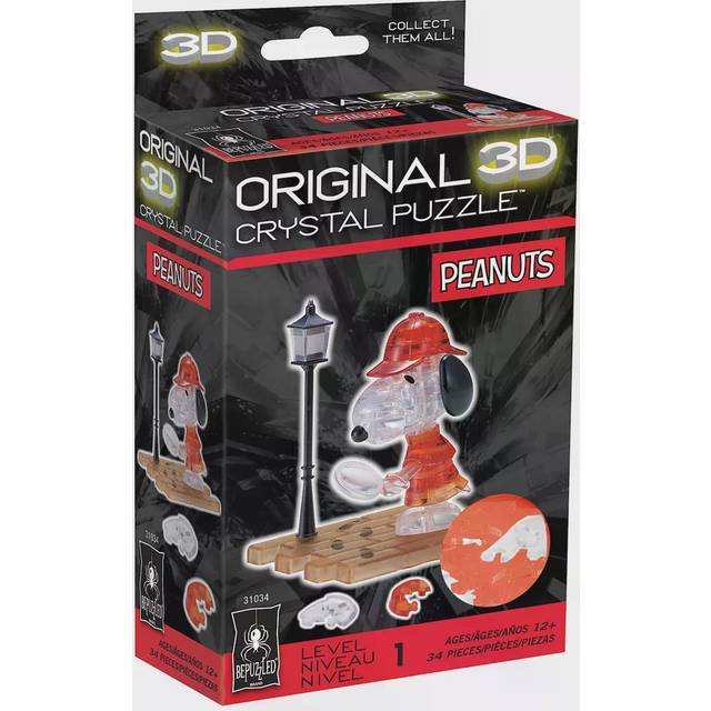3D Crystal Puzzle - Peanuts Detective Snoopy: 34 Pcs