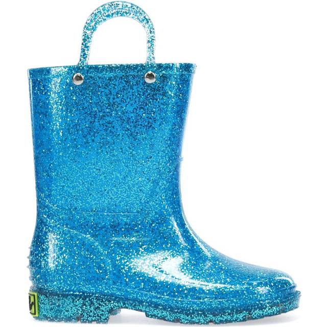 Western chief girls glitter Waterproof Rain Boot  Turquoise  5 Toddler