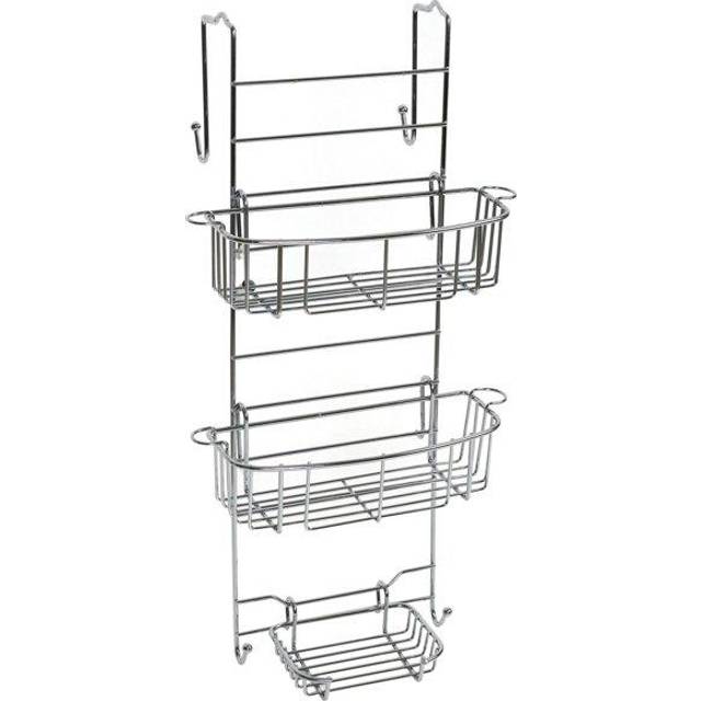 Zenna Home Hanging Shower caddy  Over the Door  Rust Resistant  with 2 Storage Baskets  Soap Dish  Razor Holders and Hooks  Bathroom or Kitchen Shelf