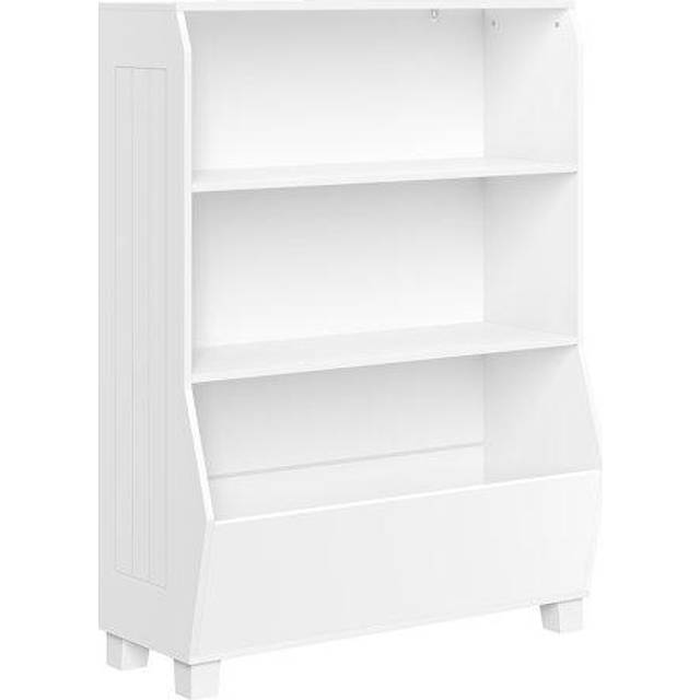 RiverRidge Kids Bookshelf with Storage Bins Toy Storage Organizer & Book Shelf with Spacious Veggie Bin, 2 Open Shelves - White Toy Shelf for Books,