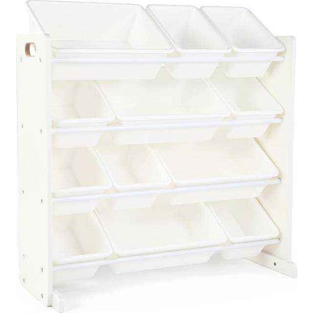 Humble Crew  Natural Wood/White Kids Toy Organizer with 12 Storage Bins