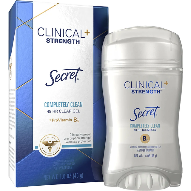 Secret Clinical Strength Clear Gel Antiperspirant and Deodorant, Completely Clean, 1.6 oz