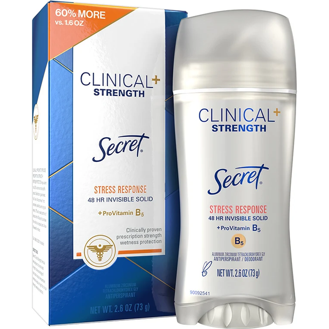 Secret Clinical Strength Antiperspirant and Deodorant for Women Invisible Solid, Stress Response 1.6 oz