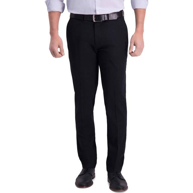 Haggar Men's Iron Free Premium Khaki™ Slim/Straight Fit Flat Front Pant Black Casual - Size: 33W x 32L