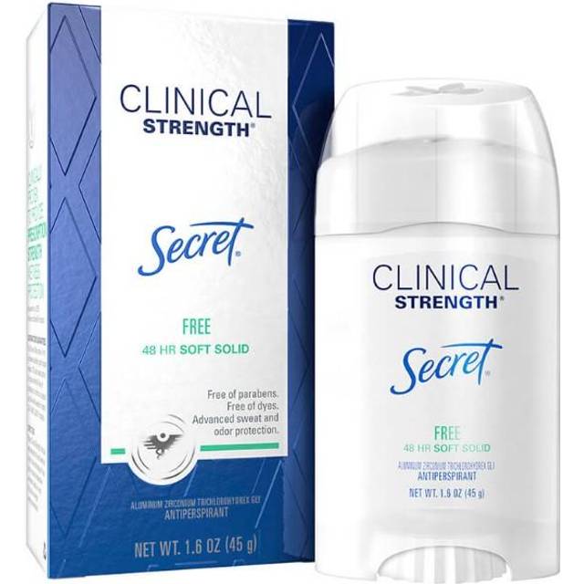 Secret Clinical Strength Soft Solid Antiperspirant and Deodorant, Free & Sensitive, 1.6 oz