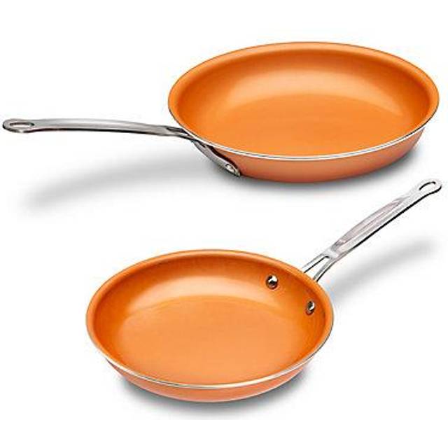 (Frying Pan Set, 20cm / 23cm) Masterpan Non-Stick Frying Pan Set 20cm / 23cm, Ceramic Coating, PTFE Free, Healthy Cooking, Copper Look, Oven & Dishwas