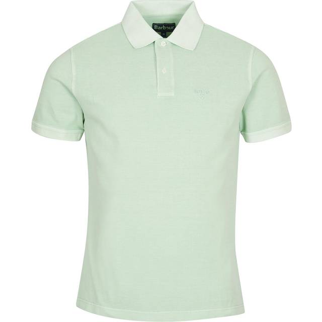 Washed Sports Polo Herr, L, Dusty Mint