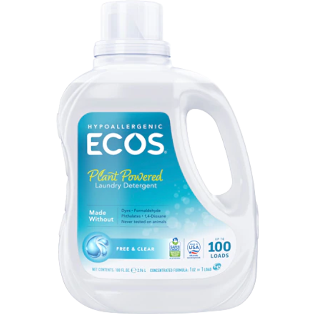 ECOS Hypoallergenic Laundry Liquid Detergent 100 Loads Free & Clear 100 fl oz