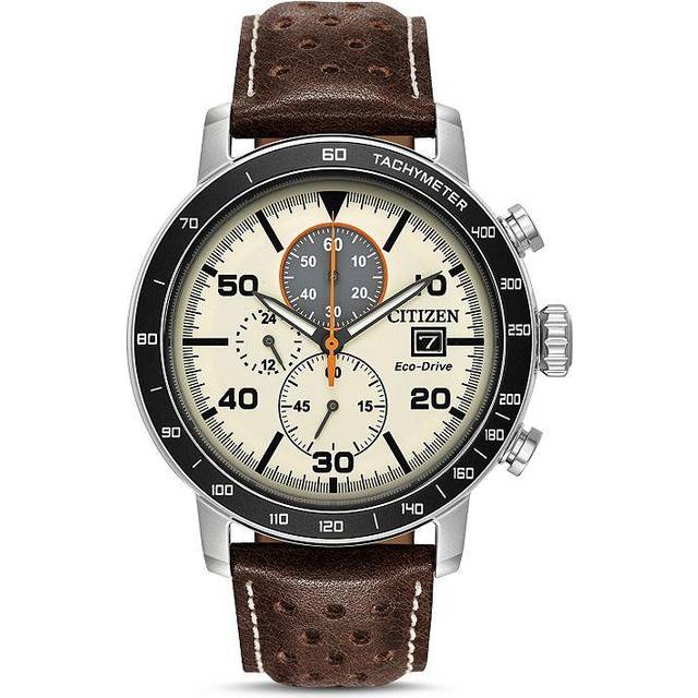 Citizen KK80089 Citizen Brycen CA0649-06X Chronograph Brown Leather Band Eco-Drive Men&apos;s Watch